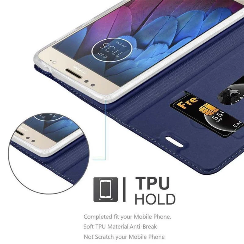 Cadorabo Hülle kompatibel mit Motorola MOTO G5S PLUS Schutzhülle mit Magnetverschluss, Standfunktion und Kartenfach