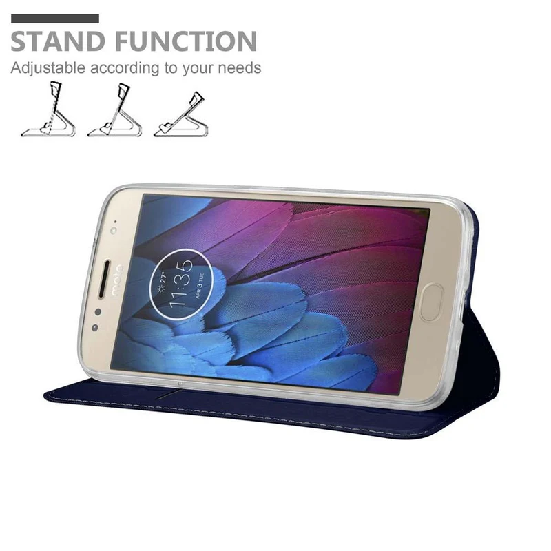 Cadorabo Hülle kompatibel mit Motorola MOTO G5S PLUS Schutzhülle mit Magnetverschluss, Standfunktion und Kartenfach
