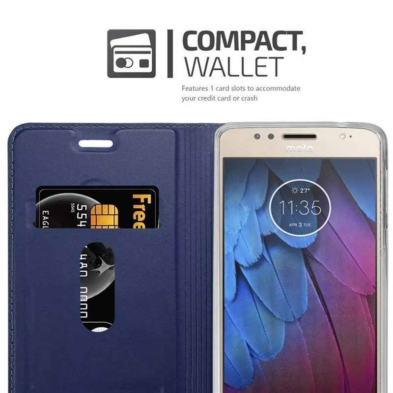 Cadorabo Hülle kompatibel mit Motorola MOTO G5S PLUS Schutzhülle mit Magnetverschluss, Standfunktion und Kartenfach