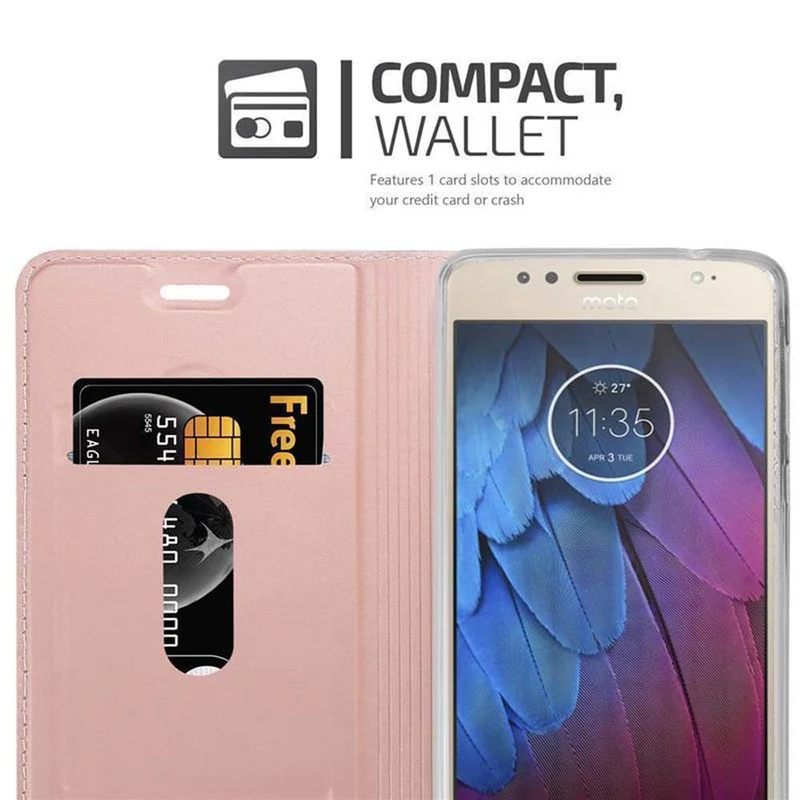 Cadorabo Hülle kompatibel mit Motorola MOTO G5S PLUS Schutzhülle mit Magnetverschluss, Standfunktion und Kartenfach