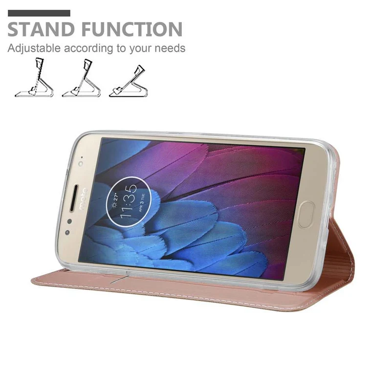 Cadorabo Hülle kompatibel mit Motorola MOTO G5S PLUS Schutzhülle mit Magnetverschluss, Standfunktion und Kartenfach