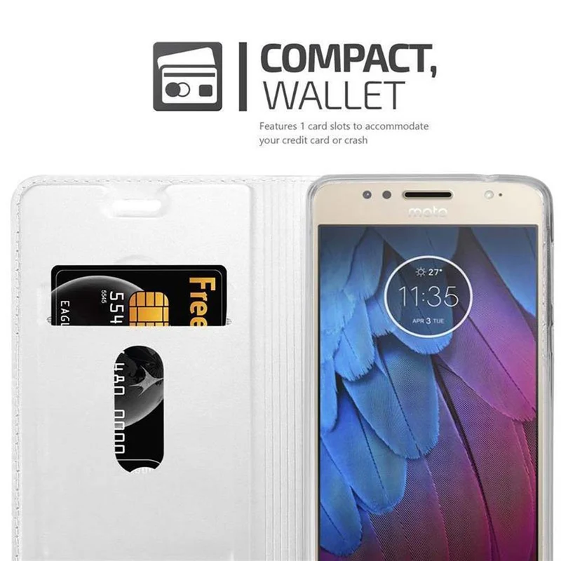 Cadorabo Hülle kompatibel mit Motorola MOTO G5S PLUS Schutzhülle mit Magnetverschluss, Standfunktion und Kartenfach