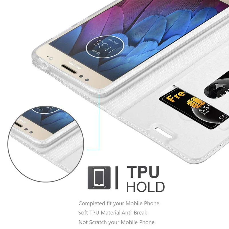 Cadorabo Hülle kompatibel mit Motorola MOTO G5S PLUS Schutzhülle mit Magnetverschluss, Standfunktion und Kartenfach