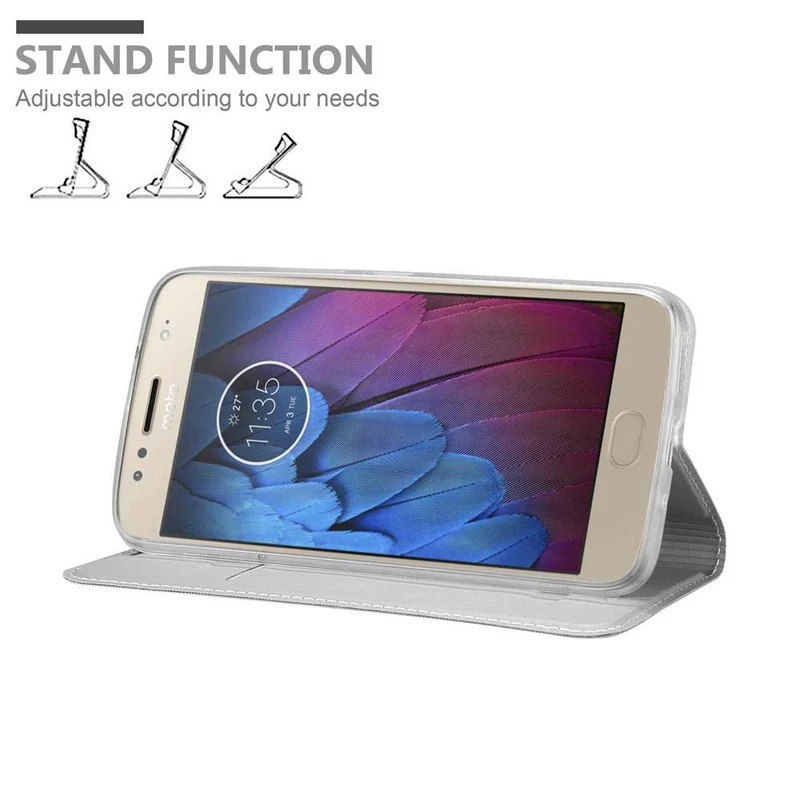 Cadorabo Hülle kompatibel mit Motorola MOTO G5S PLUS Schutzhülle mit Magnetverschluss, Standfunktion und Kartenfach