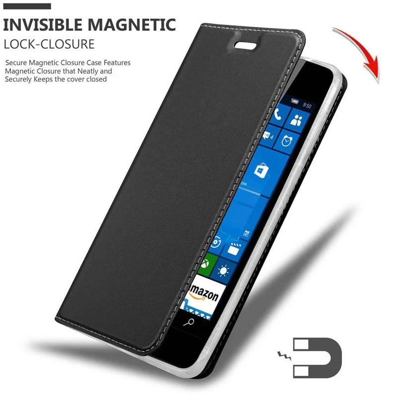 Cadorabo Hülle kompatibel mit Nokia Lumia 550 Schutzhülle mit Magnetverschluss, Standfunktion und Kartenfach