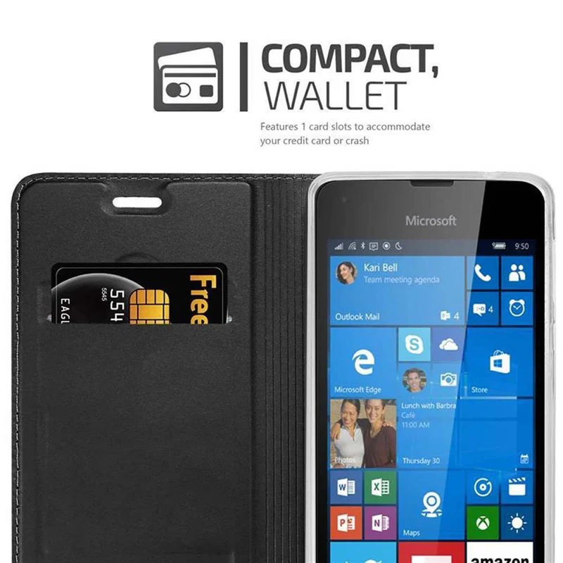 Cadorabo Hülle kompatibel mit Nokia Lumia 550 Schutzhülle mit Magnetverschluss, Standfunktion und Kartenfach