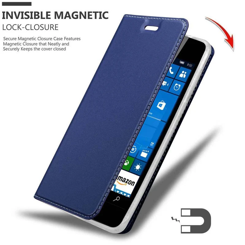 Cadorabo Hülle kompatibel mit Nokia Lumia 550 Schutzhülle mit Magnetverschluss, Standfunktion und Kartenfach