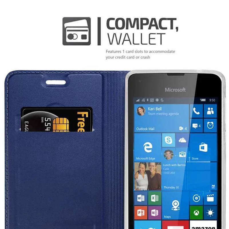 Cadorabo Hülle kompatibel mit Nokia Lumia 550 Schutzhülle mit Magnetverschluss, Standfunktion und Kartenfach