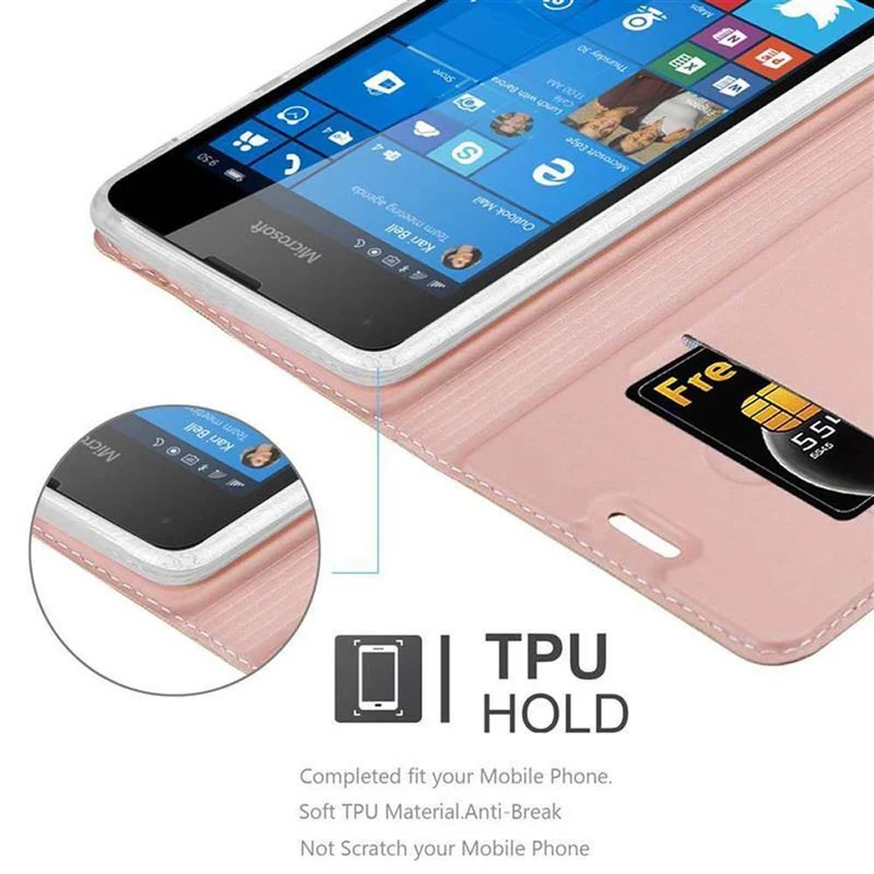 Cadorabo Hülle kompatibel mit Nokia Lumia 550 Schutzhülle mit Magnetverschluss, Standfunktion und Kartenfach
