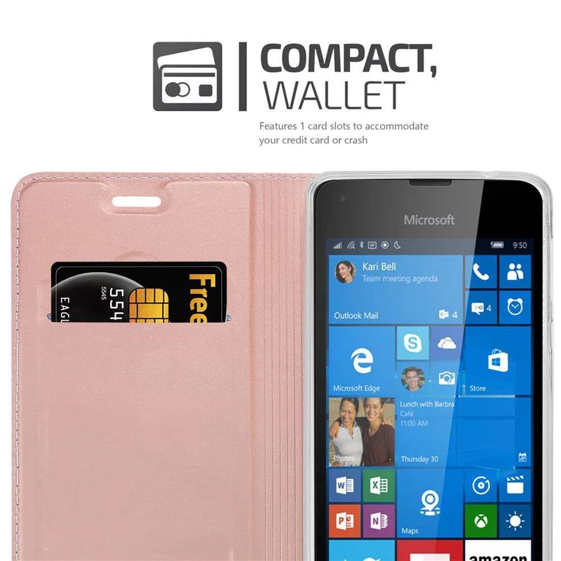 Cadorabo Hülle kompatibel mit Nokia Lumia 550 Schutzhülle mit Magnetverschluss, Standfunktion und Kartenfach