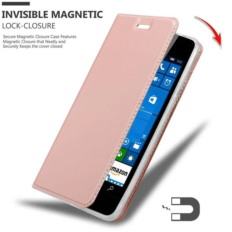 Cadorabo Hülle kompatibel mit Nokia Lumia 550 Schutzhülle mit Magnetverschluss, Standfunktion und Kartenfach