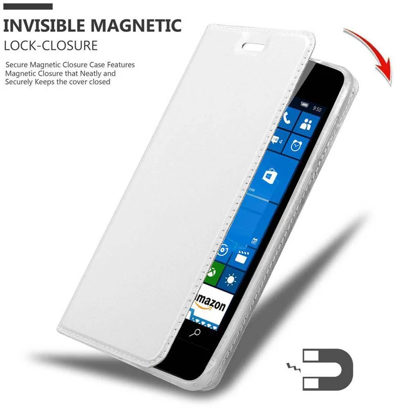 Cadorabo Hülle kompatibel mit Nokia Lumia 550 Schutzhülle mit Magnetverschluss, Standfunktion und Kartenfach