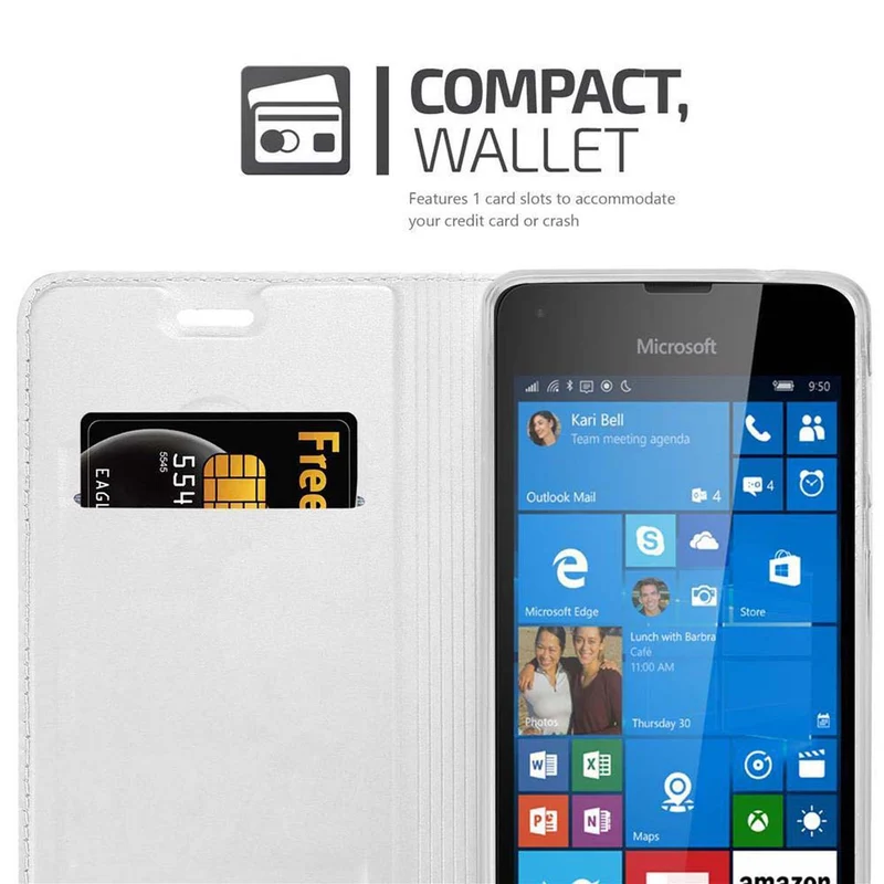 Cadorabo Hülle kompatibel mit Nokia Lumia 550 Schutzhülle mit Magnetverschluss, Standfunktion und Kartenfach