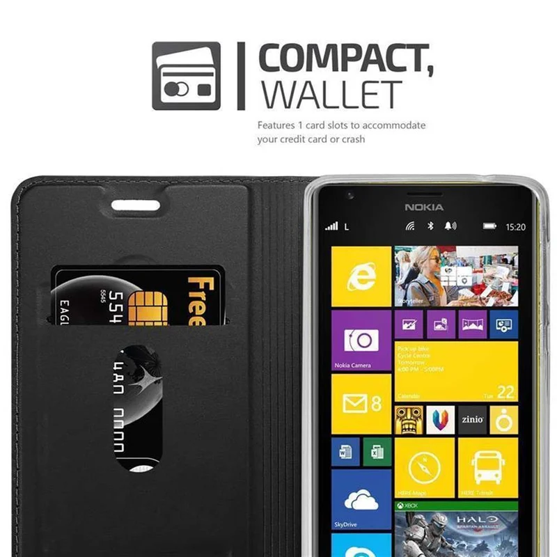 Cadorabo Hülle kompatibel mit Nokia Lumia 1520 Schutzhülle mit Magnetverschluss, Standfunktion und Kartenfach