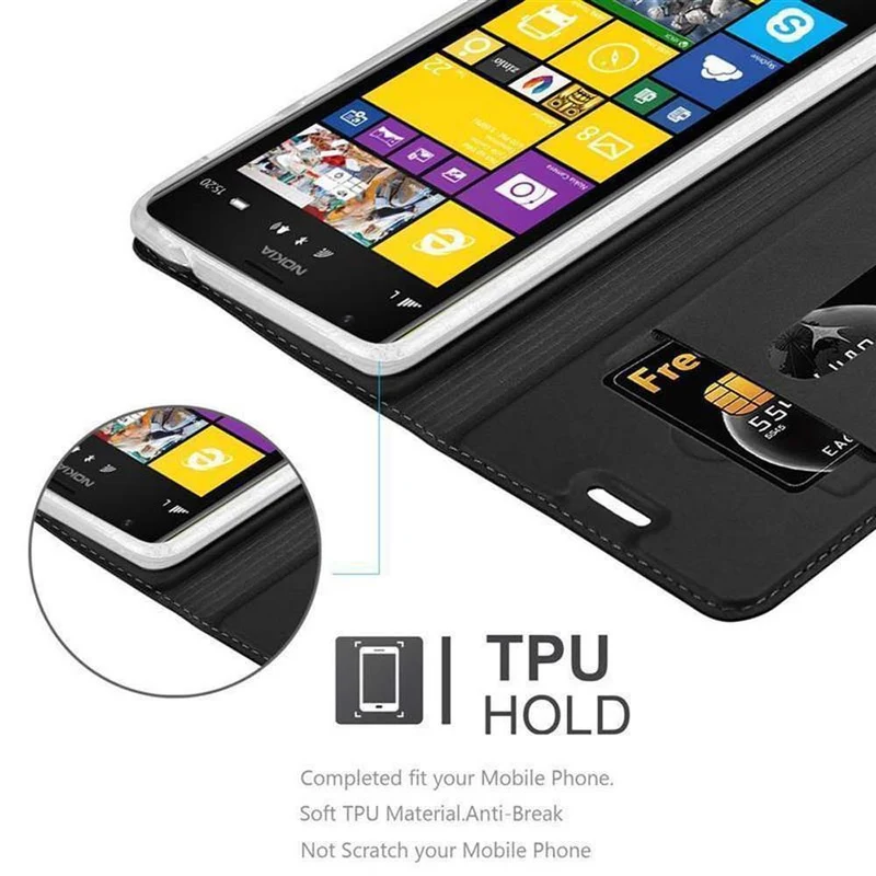 Cadorabo Hülle kompatibel mit Nokia Lumia 1520 Schutzhülle mit Magnetverschluss, Standfunktion und Kartenfach