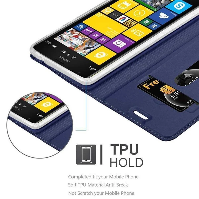 Cadorabo Hülle kompatibel mit Nokia Lumia 1520 Schutzhülle mit Magnetverschluss, Standfunktion und Kartenfach
