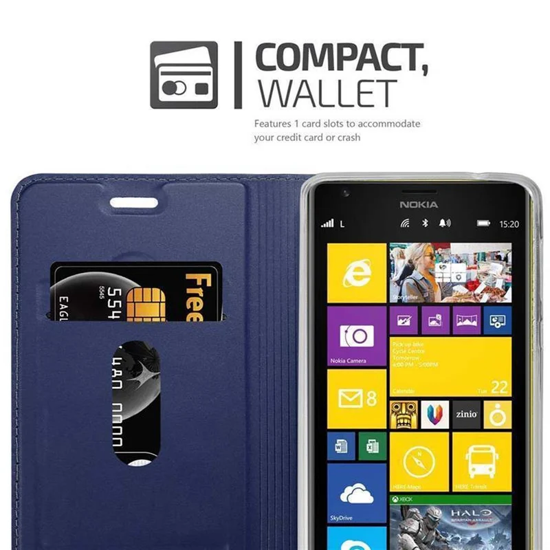 Cadorabo Hülle kompatibel mit Nokia Lumia 1520 Schutzhülle mit Magnetverschluss, Standfunktion und Kartenfach