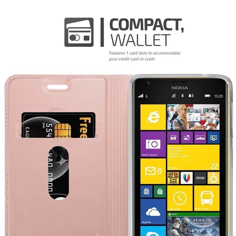 Cadorabo Hülle kompatibel mit Nokia Lumia 1520 Schutzhülle mit Magnetverschluss, Standfunktion und Kartenfach