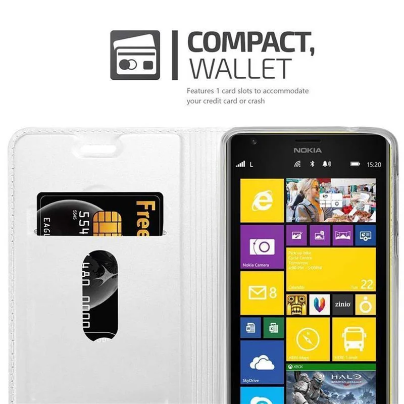 Cadorabo Hülle kompatibel mit Nokia Lumia 1520 Schutzhülle mit Magnetverschluss, Standfunktion und Kartenfach