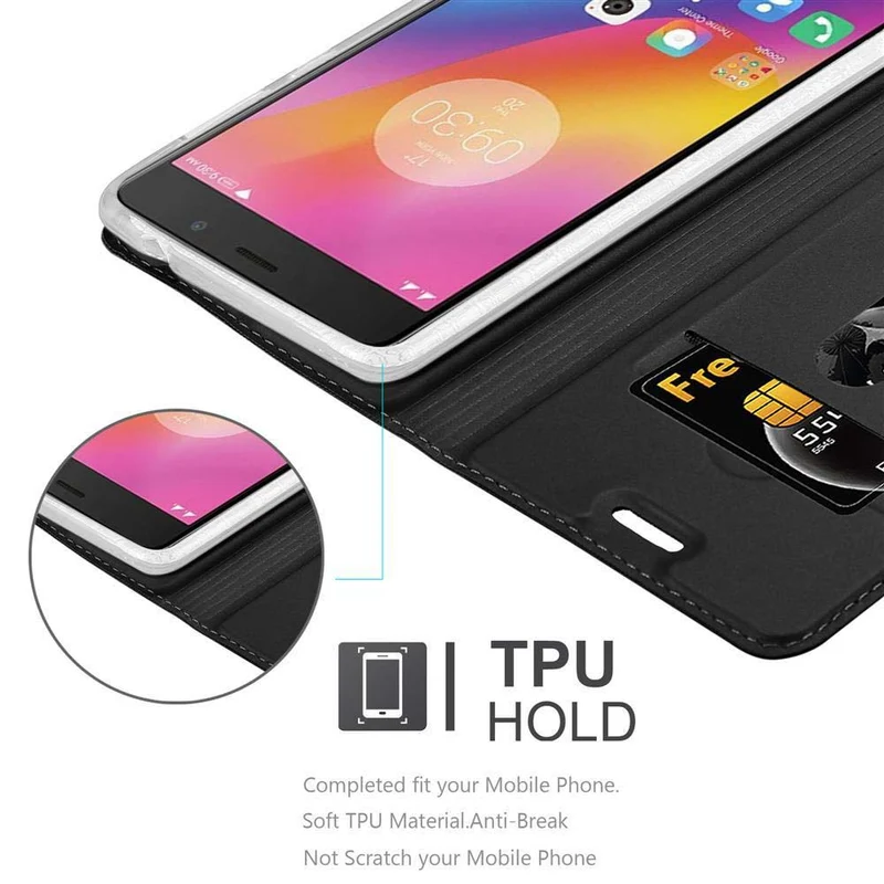 Cadorabo Hülle kompatibel mit Lenovo P2 Schutzhülle mit Magnetverschluss, Standfunktion und Kartenfach