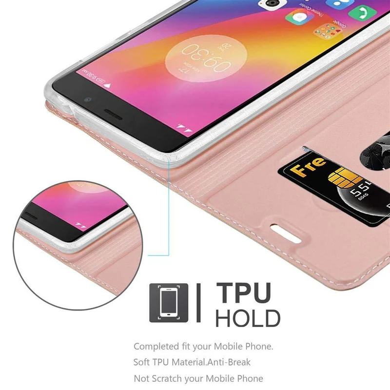 Cadorabo Hülle kompatibel mit Lenovo P2 Schutzhülle mit Magnetverschluss, Standfunktion und Kartenfach