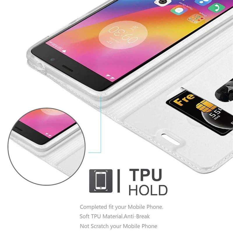 Cadorabo Hülle kompatibel mit Lenovo P2 Schutzhülle mit Magnetverschluss, Standfunktion und Kartenfach