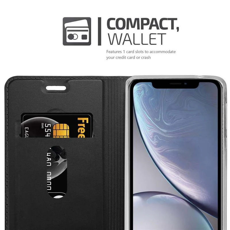 Cadorabo Hülle kompatibel mit Apple iPhone XR Schutzhülle mit Magnetverschluss, Standfunktion und Kartenfach