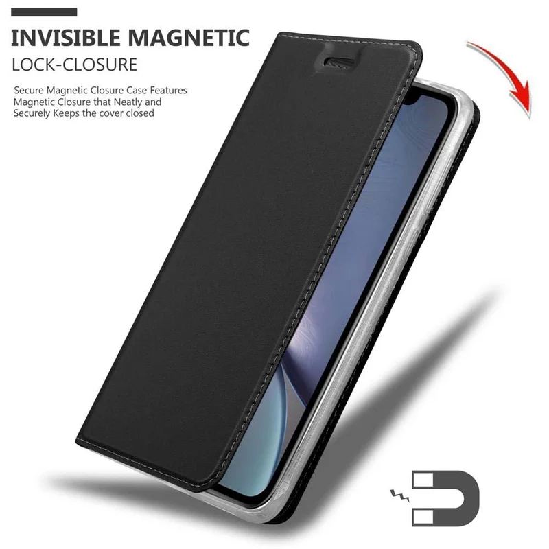 Cadorabo Hülle kompatibel mit Apple iPhone XR Schutzhülle mit Magnetverschluss, Standfunktion und Kartenfach