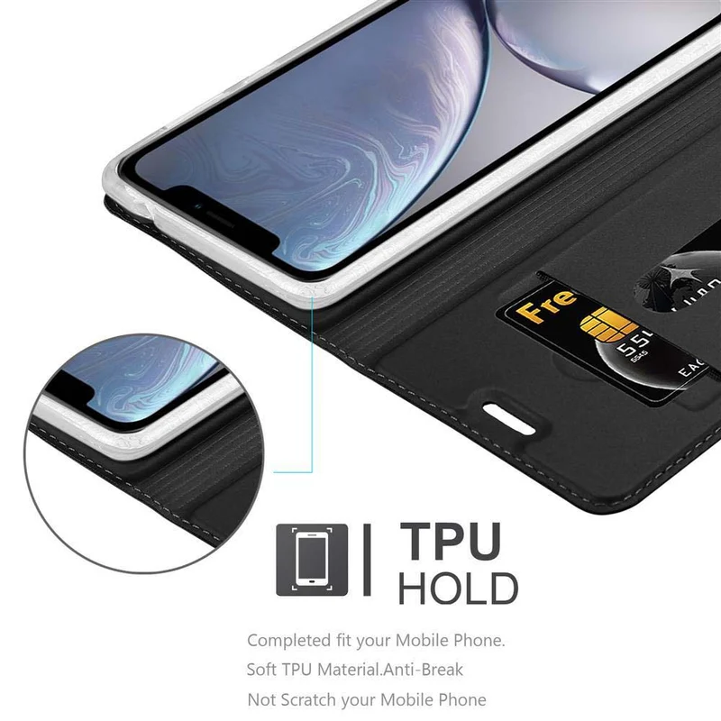 Cadorabo Hülle kompatibel mit Apple iPhone XR Schutzhülle mit Magnetverschluss, Standfunktion und Kartenfach