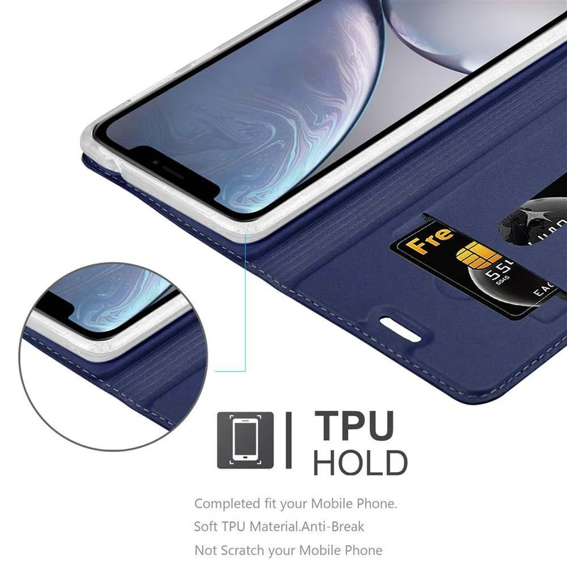 Cadorabo Hülle kompatibel mit Apple iPhone XR Schutzhülle mit Magnetverschluss, Standfunktion und Kartenfach