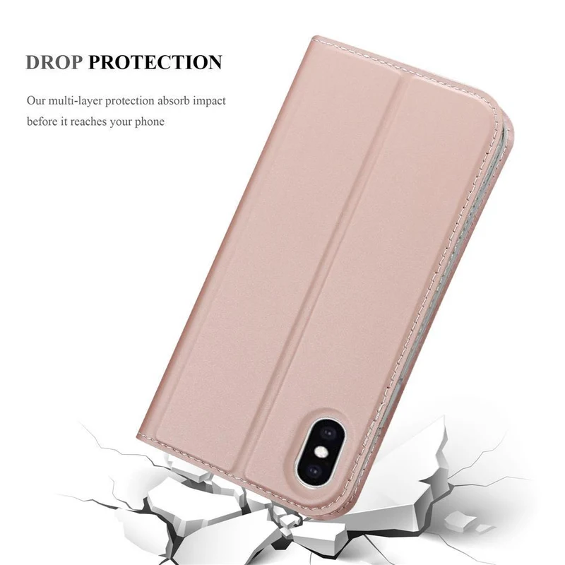 Cadorabo Hülle kompatibel mit Apple iPhone XS MAX Schutzhülle mit Magnetverschluss, Standfunktion und Kartenfach