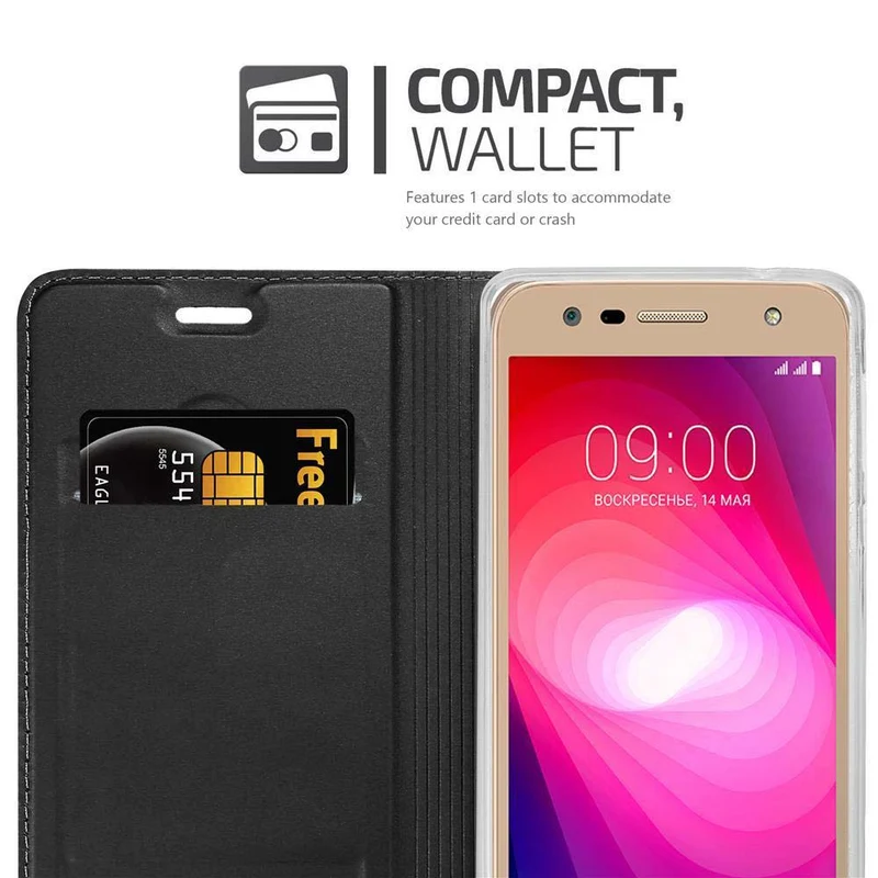 Cadorabo Hülle kompatibel mit LG X POWER 2 Schutzhülle mit Magnetverschluss, Standfunktion und Kartenfach