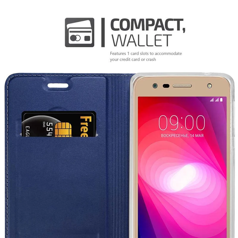 Cadorabo Hülle kompatibel mit LG X POWER 2 Schutzhülle mit Magnetverschluss, Standfunktion und Kartenfach