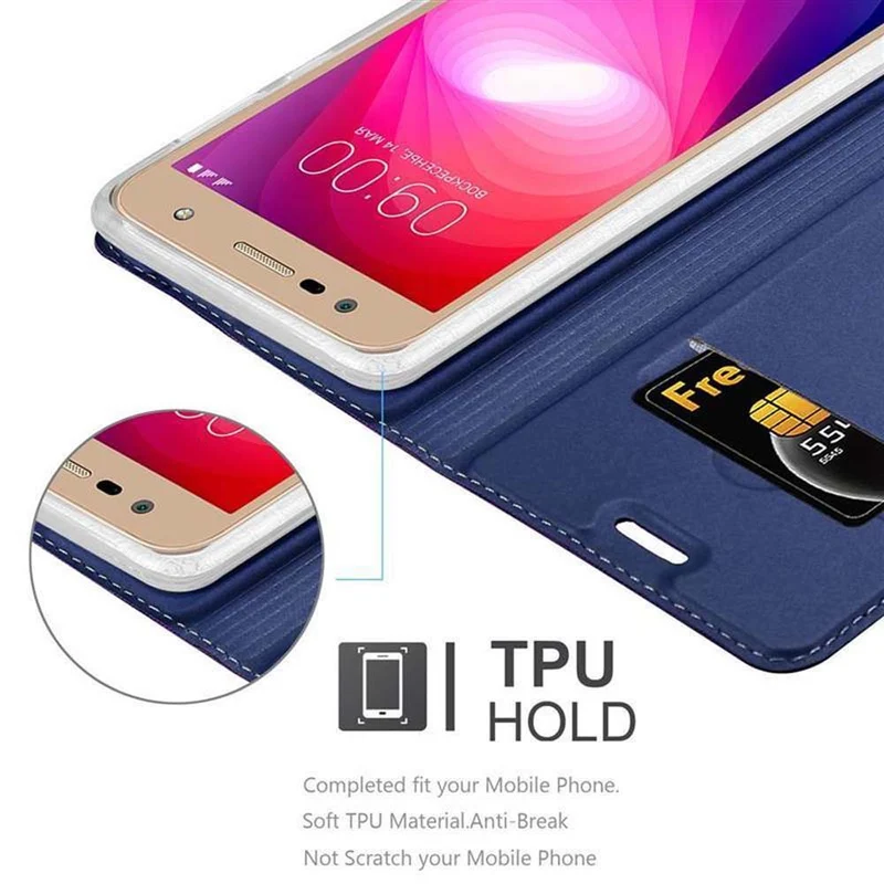 Cadorabo Hülle kompatibel mit LG X POWER 2 Schutzhülle mit Magnetverschluss, Standfunktion und Kartenfach