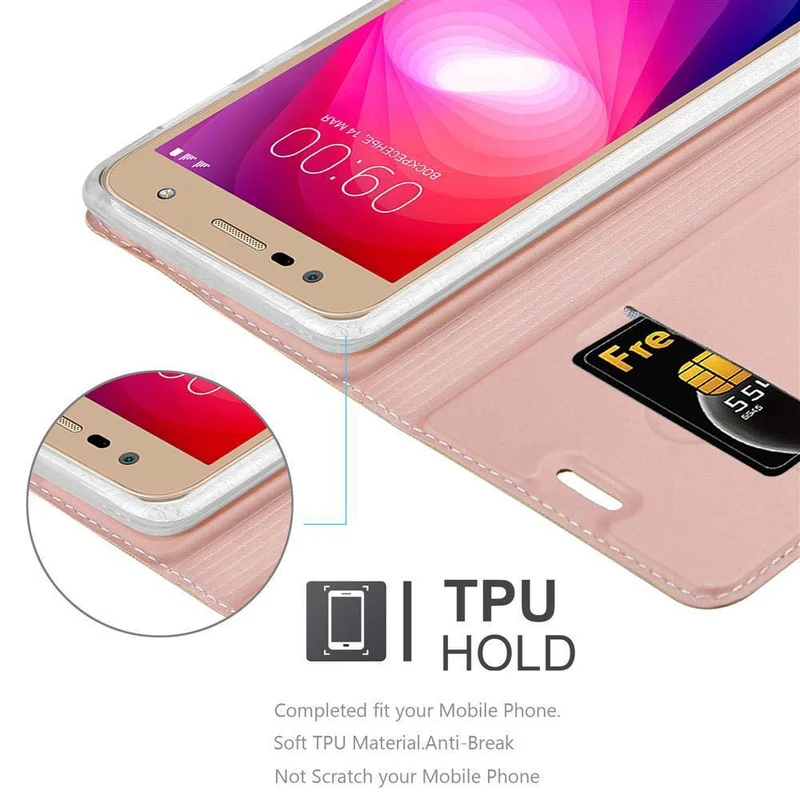 Cadorabo Hülle kompatibel mit LG X POWER 2 Schutzhülle mit Magnetverschluss, Standfunktion und Kartenfach