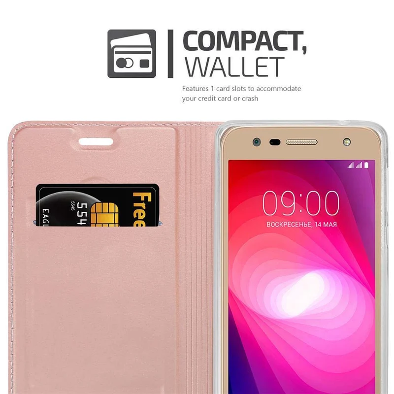 Cadorabo Hülle kompatibel mit LG X POWER 2 Schutzhülle mit Magnetverschluss, Standfunktion und Kartenfach