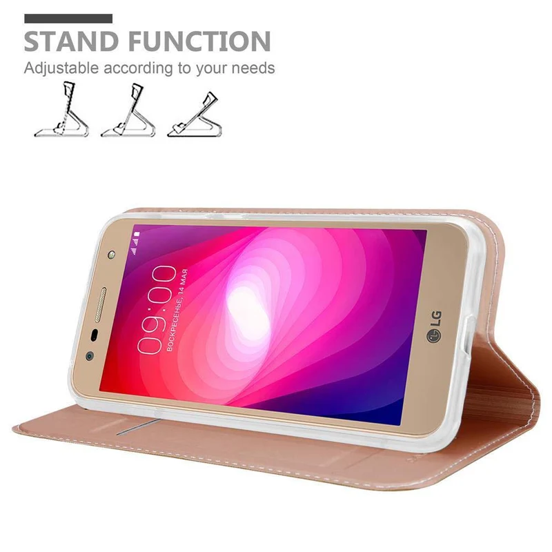 Cadorabo Hülle kompatibel mit LG X POWER 2 Schutzhülle mit Magnetverschluss, Standfunktion und Kartenfach