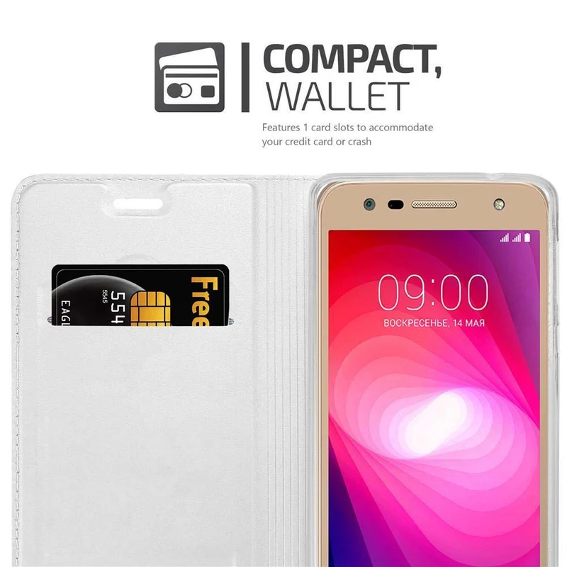 Cadorabo Hülle kompatibel mit LG X POWER 2 Schutzhülle mit Magnetverschluss, Standfunktion und Kartenfach