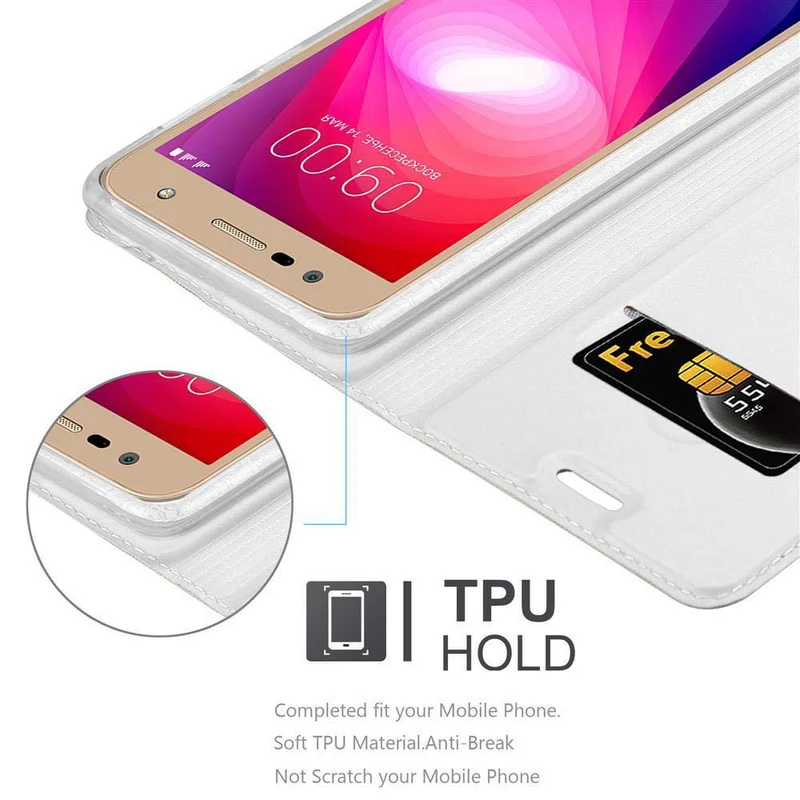 Cadorabo Hülle kompatibel mit LG X POWER 2 Schutzhülle mit Magnetverschluss, Standfunktion und Kartenfach