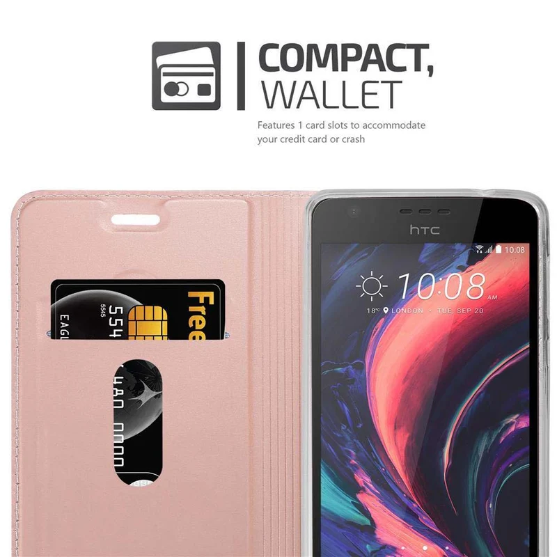 Cadorabo Hülle kompatibel mit HTC Desire 10 LIFESTYLE / Desire 825 Schutzhülle mit Magnetverschluss, Standfunktion und Kartenfach