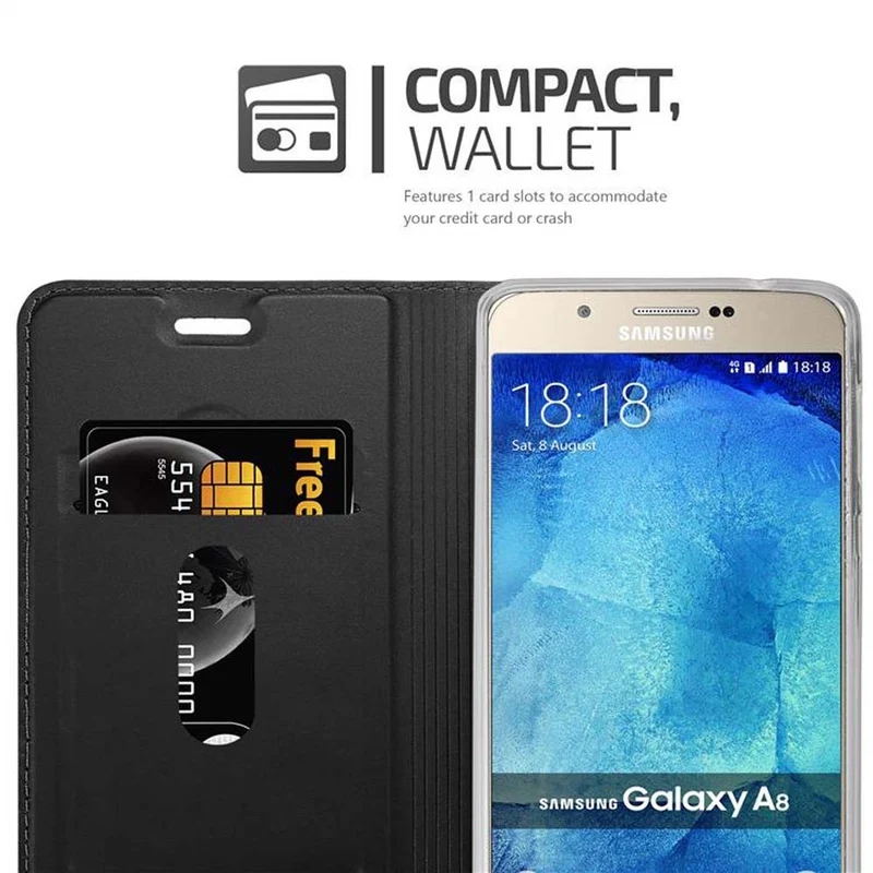 Cadorabo Hülle kompatibel mit Samsung Galaxy A8 2015 Schutzhülle mit Magnetverschluss, Standfunktion und Kartenfach
