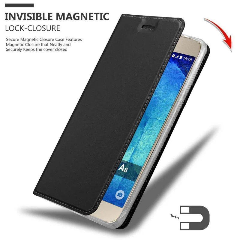 Cadorabo Hülle kompatibel mit Samsung Galaxy A8 2015 Schutzhülle mit Magnetverschluss, Standfunktion und Kartenfach