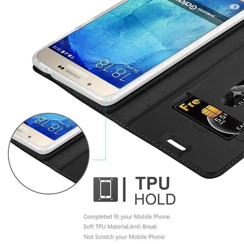 Cadorabo Hülle kompatibel mit Samsung Galaxy A8 2015 Schutzhülle mit Magnetverschluss, Standfunktion und Kartenfach