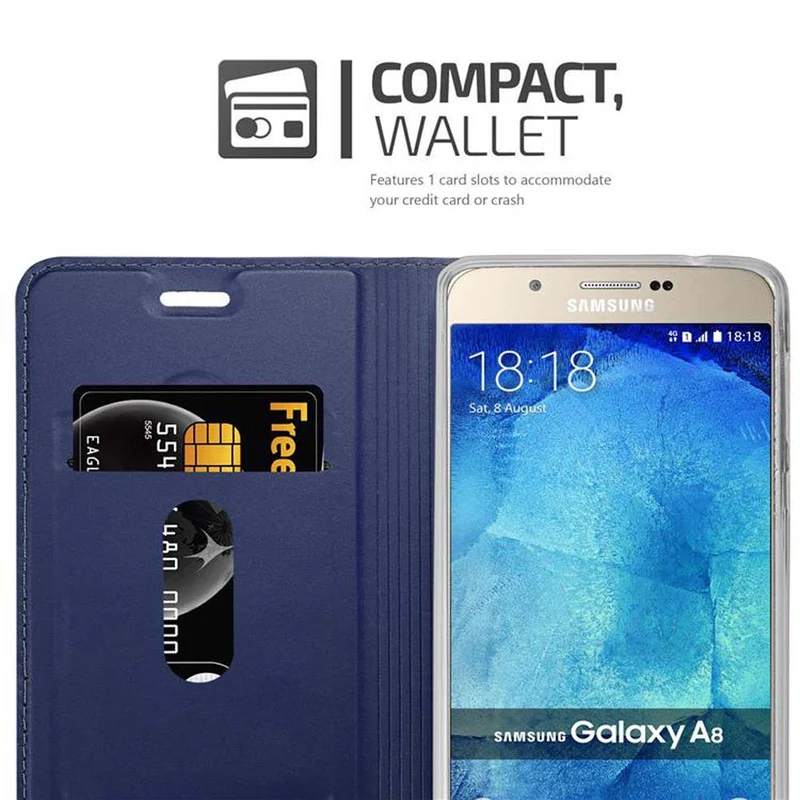Cadorabo Hülle kompatibel mit Samsung Galaxy A8 2015 Schutzhülle mit Magnetverschluss, Standfunktion und Kartenfach