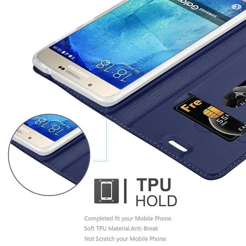 Cadorabo Hülle kompatibel mit Samsung Galaxy A8 2015 Schutzhülle mit Magnetverschluss, Standfunktion und Kartenfach