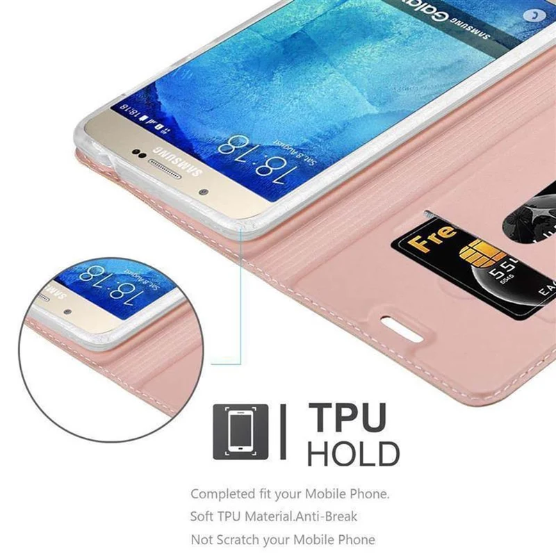 Cadorabo Hülle kompatibel mit Samsung Galaxy A8 2015 Schutzhülle mit Magnetverschluss, Standfunktion und Kartenfach