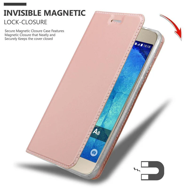 Cadorabo Hülle kompatibel mit Samsung Galaxy A8 2015 Schutzhülle mit Magnetverschluss, Standfunktion und Kartenfach