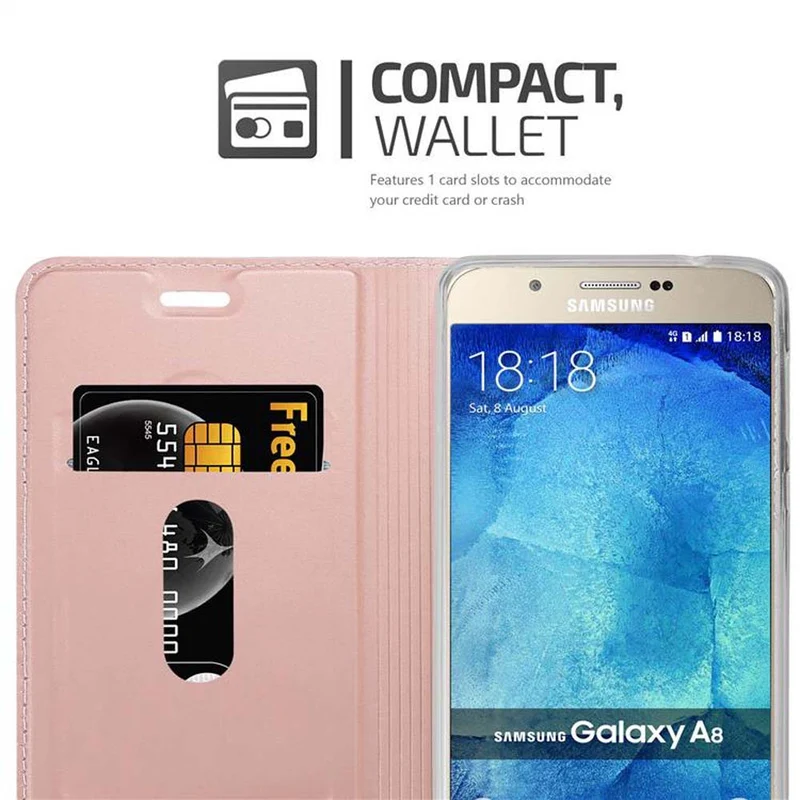 Cadorabo Hülle kompatibel mit Samsung Galaxy A8 2015 Schutzhülle mit Magnetverschluss, Standfunktion und Kartenfach