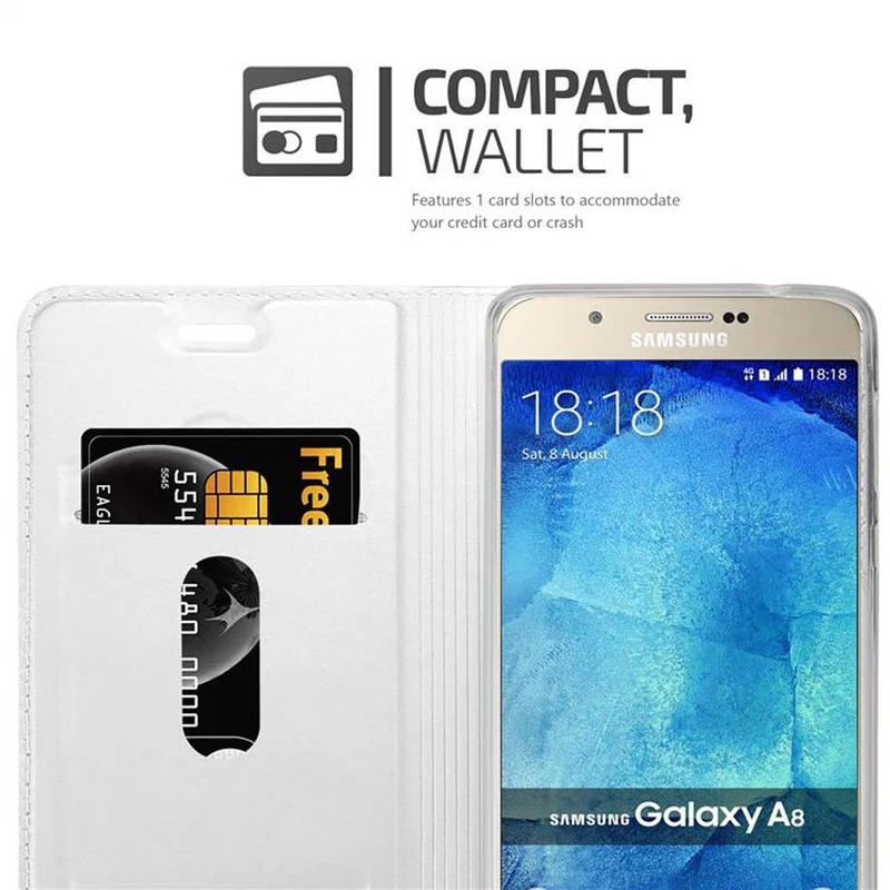 Cadorabo Hülle kompatibel mit Samsung Galaxy A8 2015 Schutzhülle mit Magnetverschluss, Standfunktion und Kartenfach