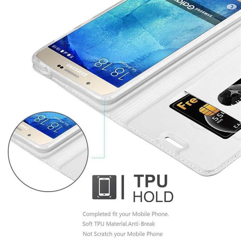 Cadorabo Hülle kompatibel mit Samsung Galaxy A8 2015 Schutzhülle mit Magnetverschluss, Standfunktion und Kartenfach
